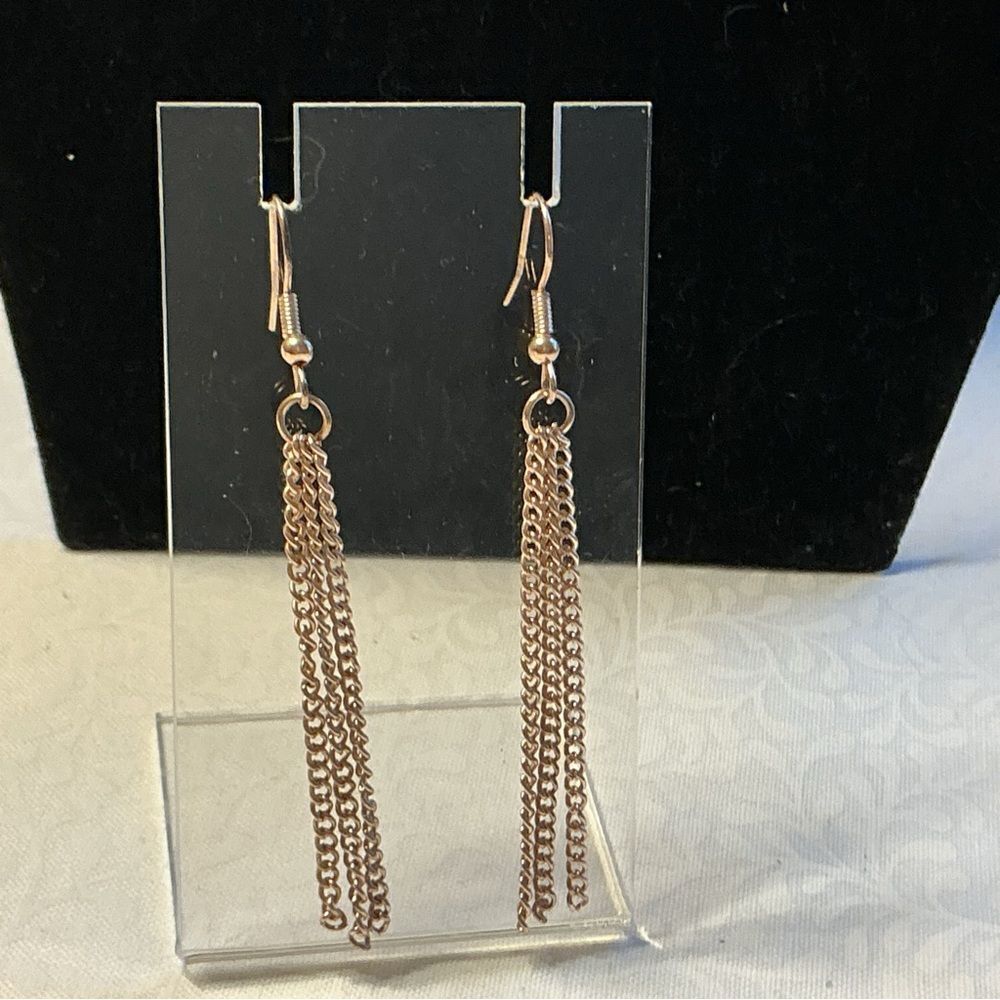 Elegant Goldtone Chain Dangle Earrings